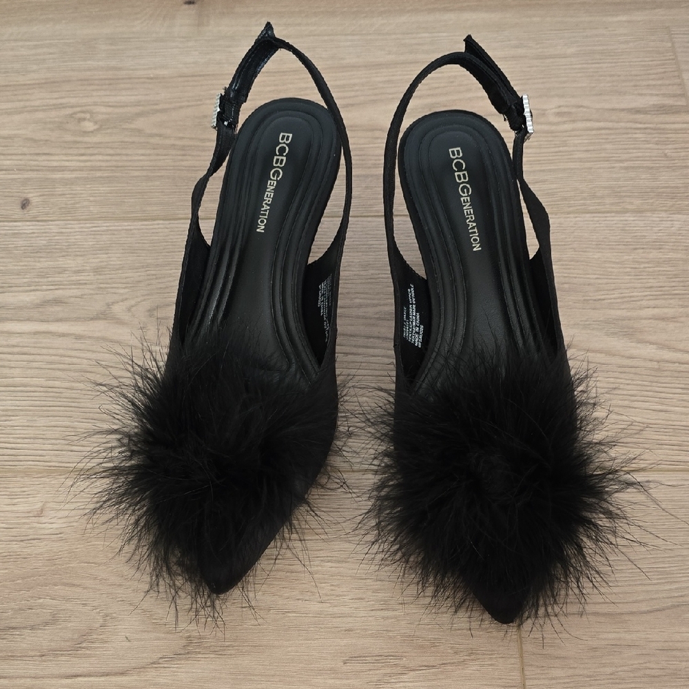 BCBG Generation Slingbacks With Feather Pouf